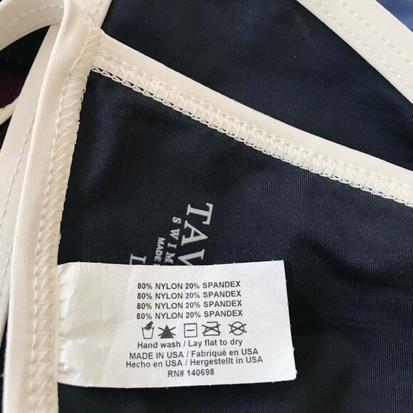 New Tavik Jett Colorblock Triangle Bikini Top Black and Cream Women's Size L - Picture 11 of 11